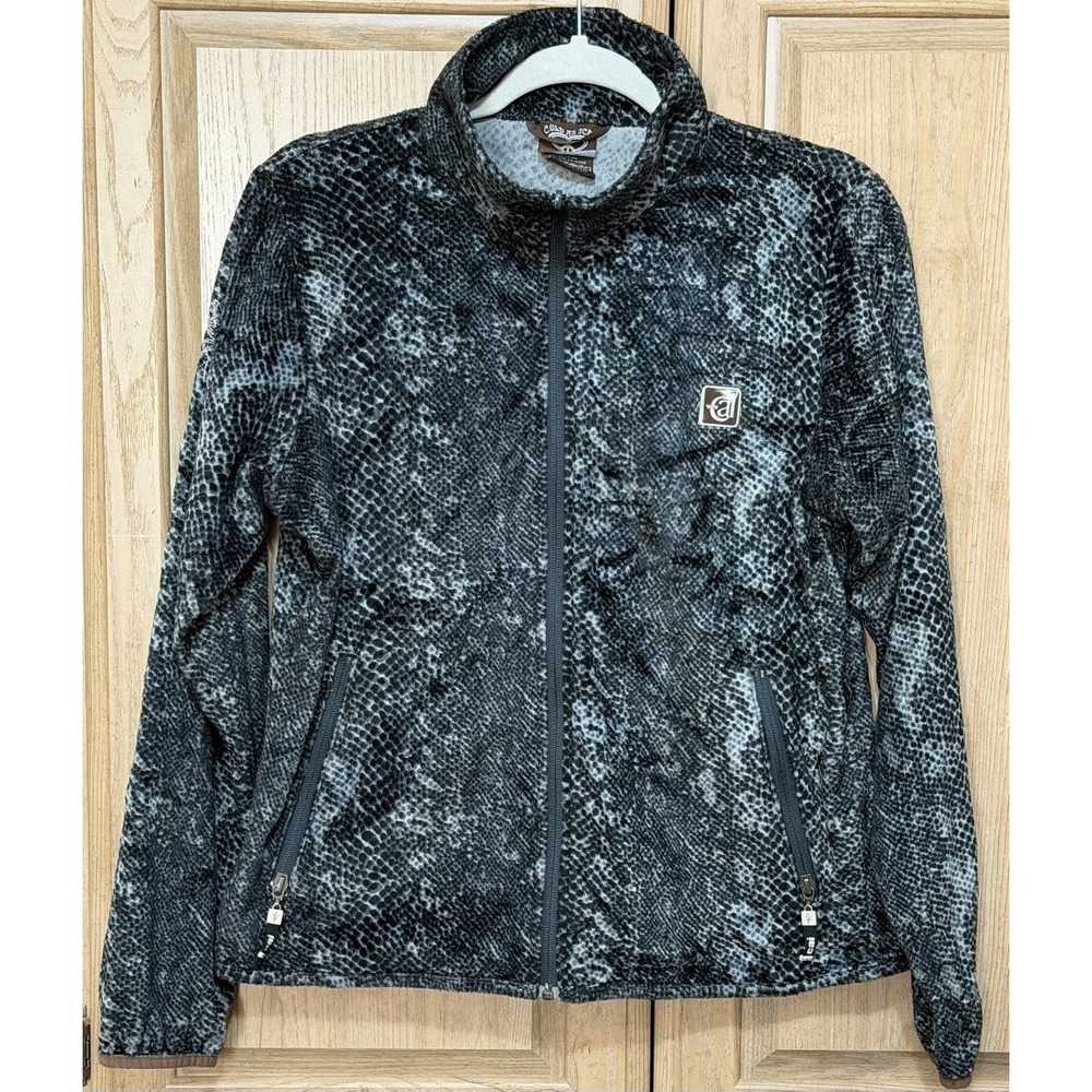 Vintage Y2K Cold As Ice Full Zip Fleece Jacket Women's Size L Snakeskin Print